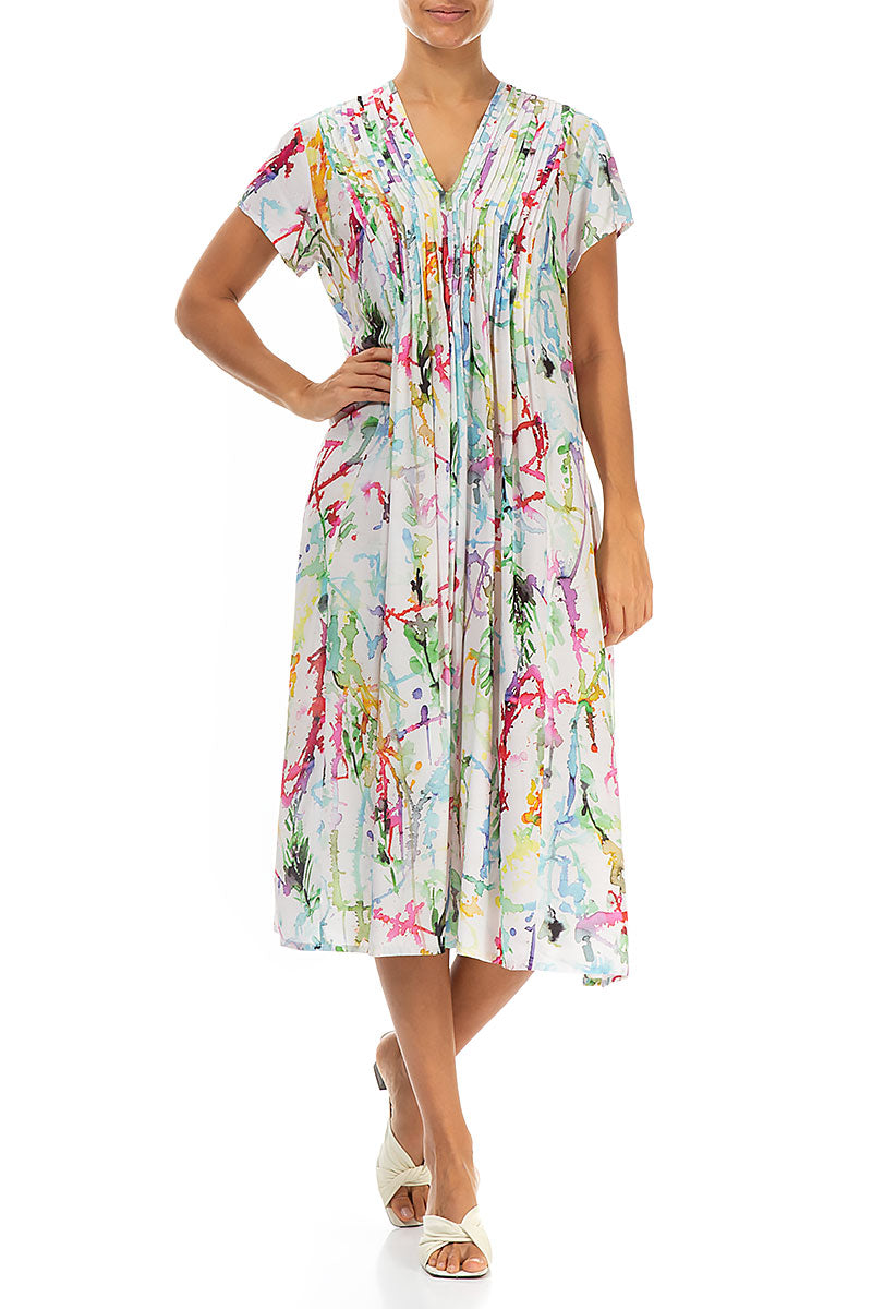 Romantic Colour Splash Silk Bamboo Midi Dress 4