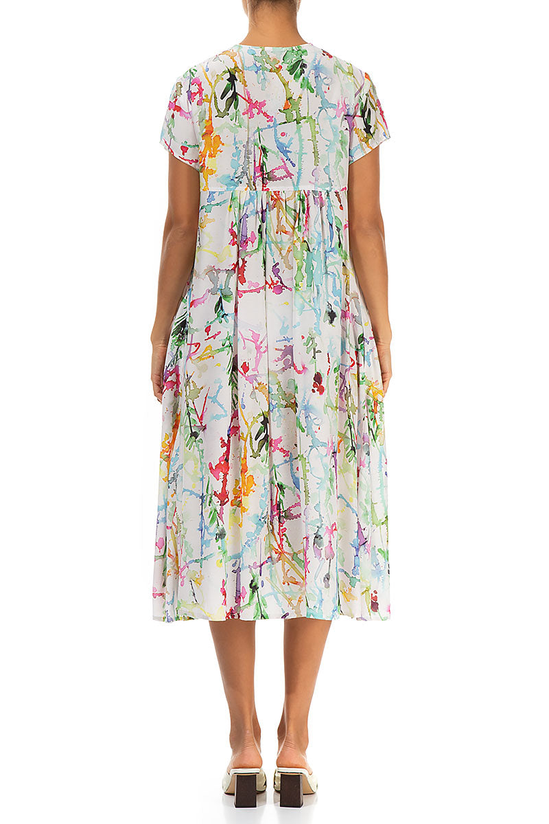 Romantic Colour Splash Silk Bamboo Midi Dress 2
