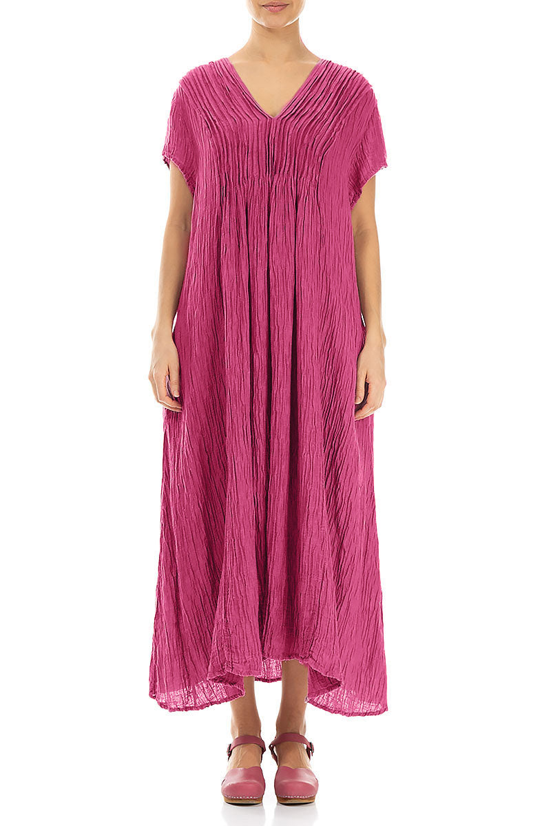 Romantic Crinkled Fuchsia Silk Dress 1