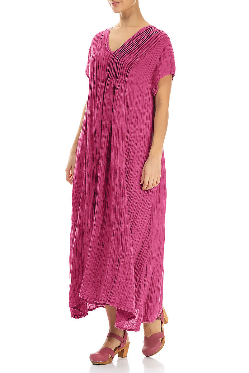 Romantic Crinkled Fuchsia Silk Dress 3