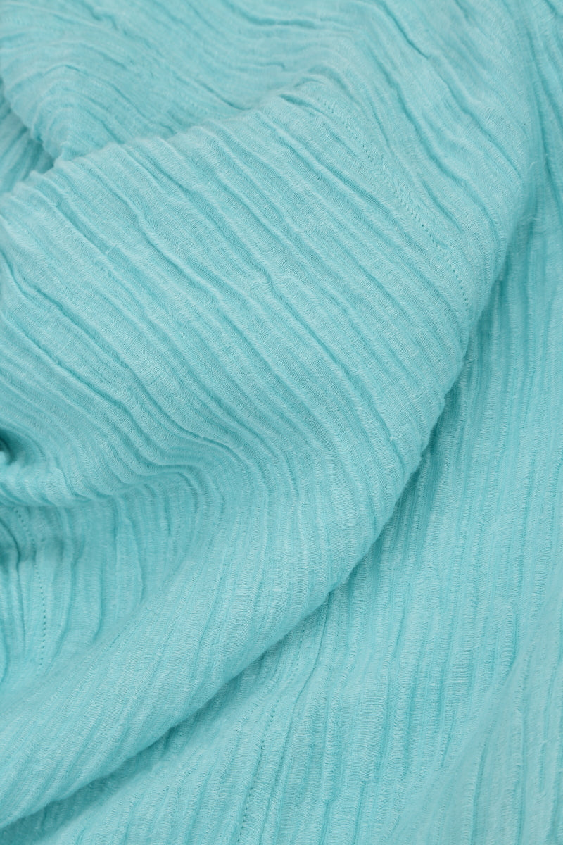 Romantic Crinkled Ice Blue Silk Dress