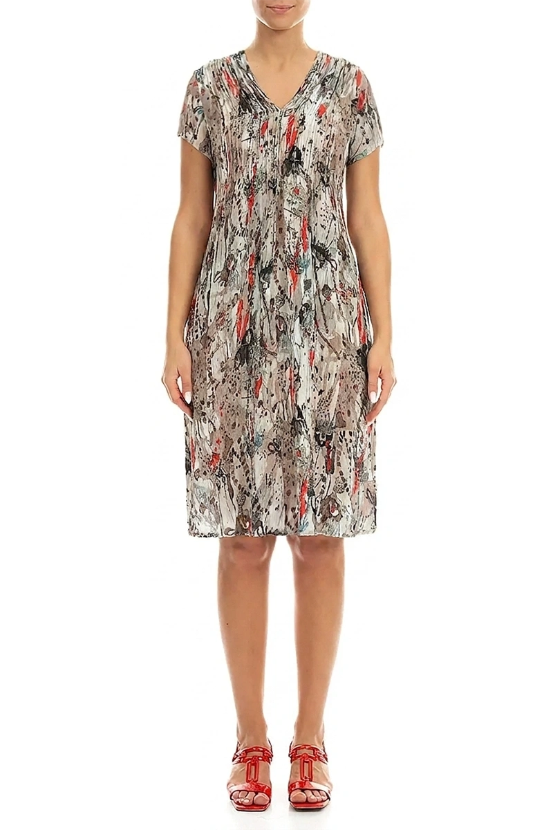 Romantic Front Tucks Savannah Textured Silk Dress 1