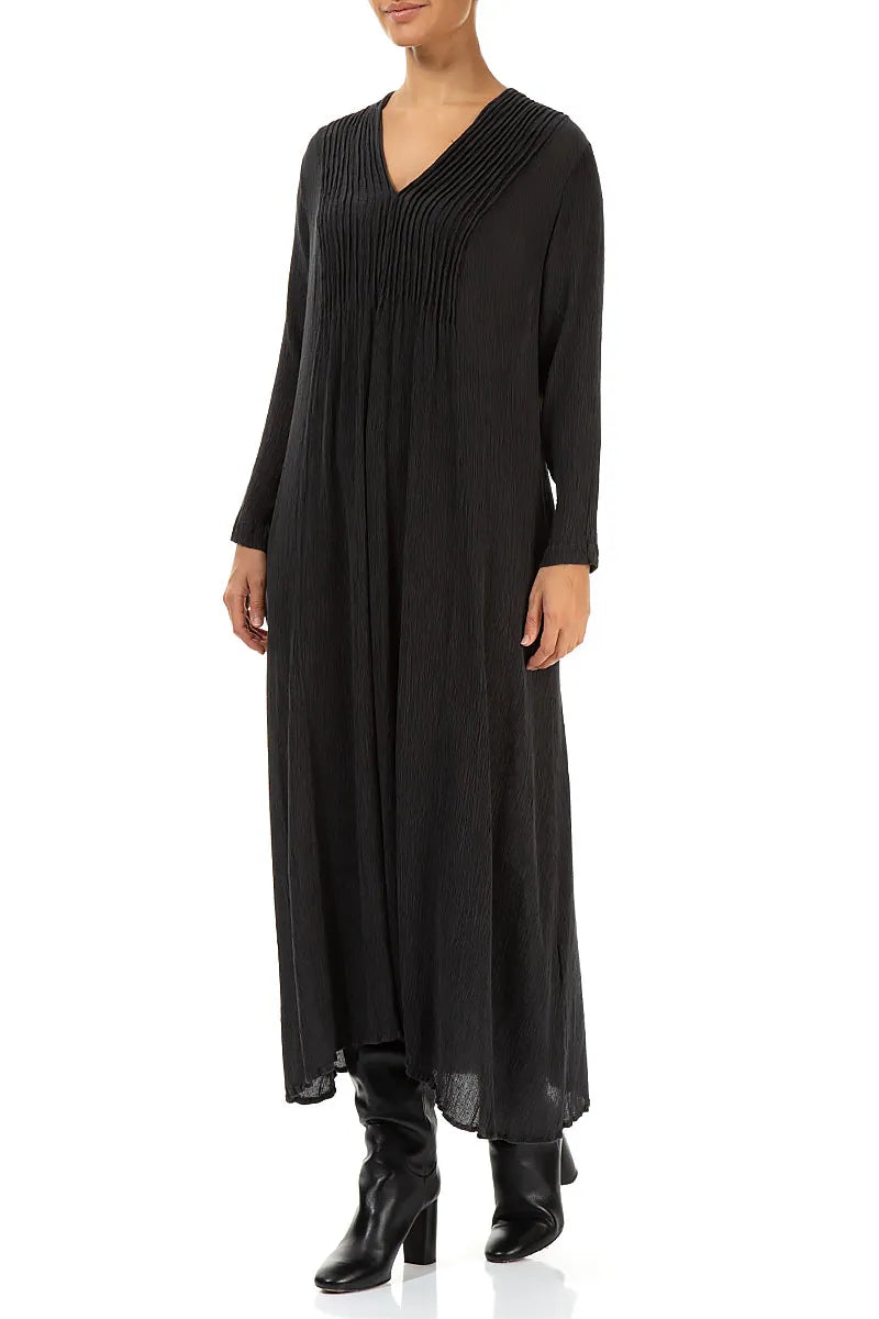 Romantic Graphite Blue Silk Viscose Dress 3