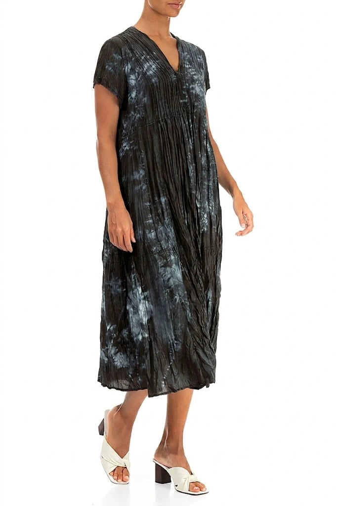 Romantic Liquid Charcoal Crumpled Silk Dress 3