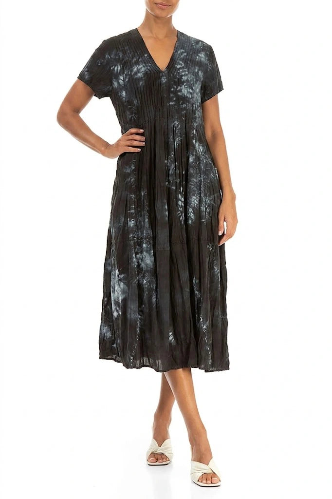 Romantic Liquid Charcoal Crumpled Silk Dress 4