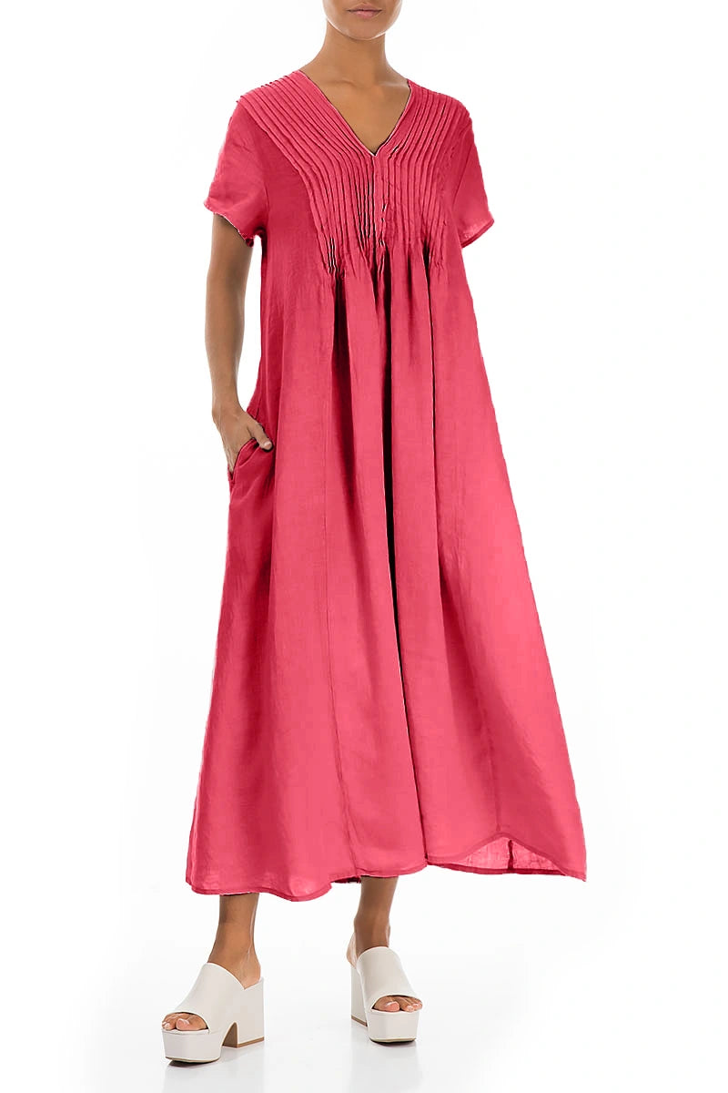 Romantic Raspberry Linen Dress 3
