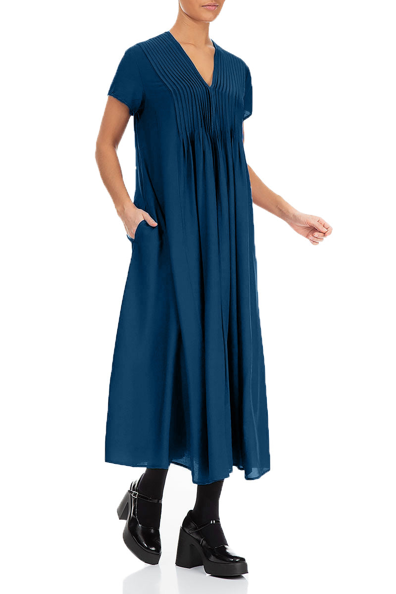 Romantic Royal Blue Silk Bamboo Dress 3