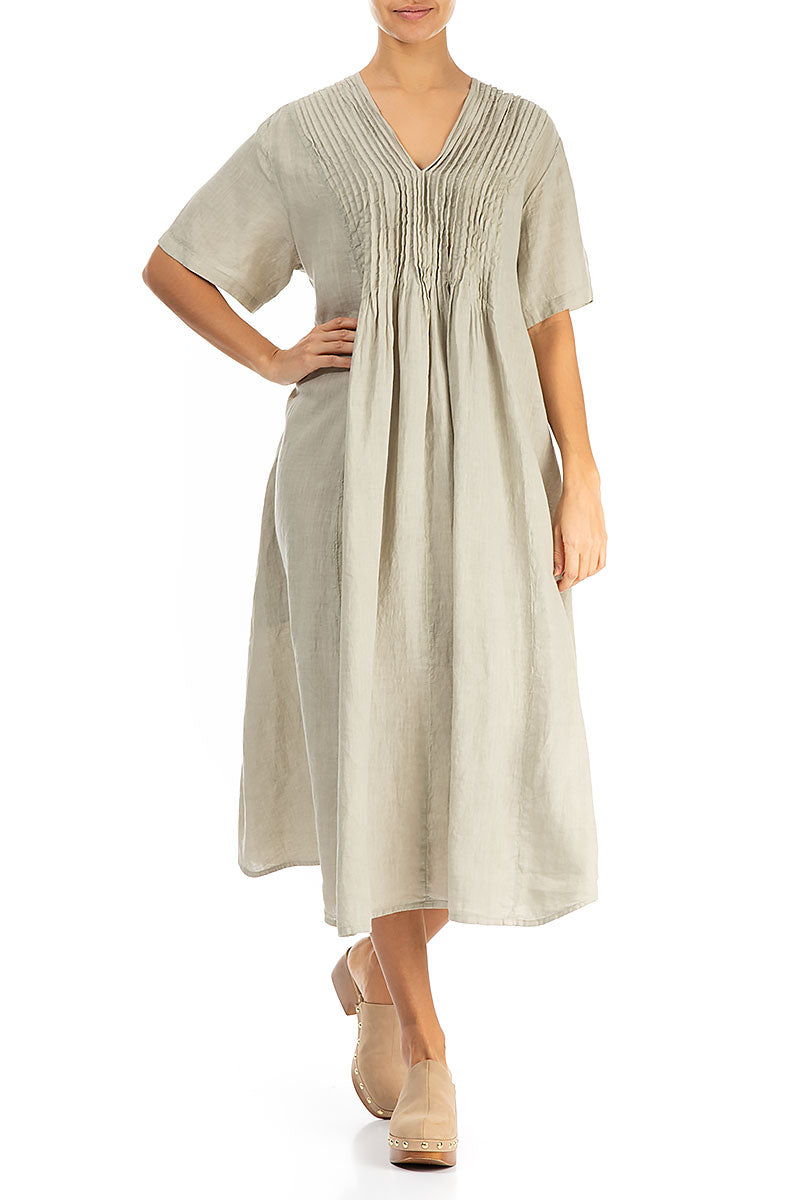 Romantic Sand Linen Dress 4