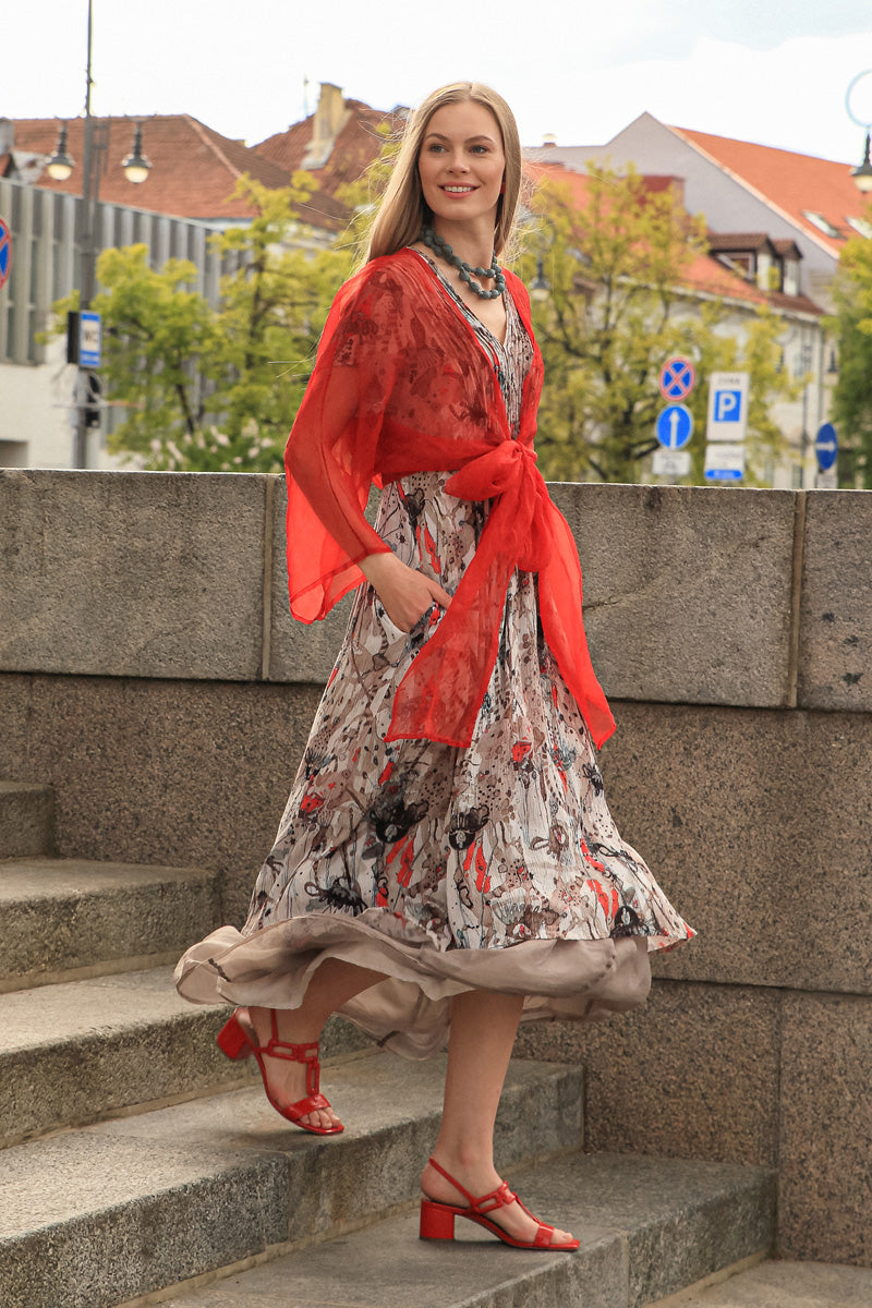 romantic midi dress Romantic Savannah Textured Silk Midi Dress – grizas.com