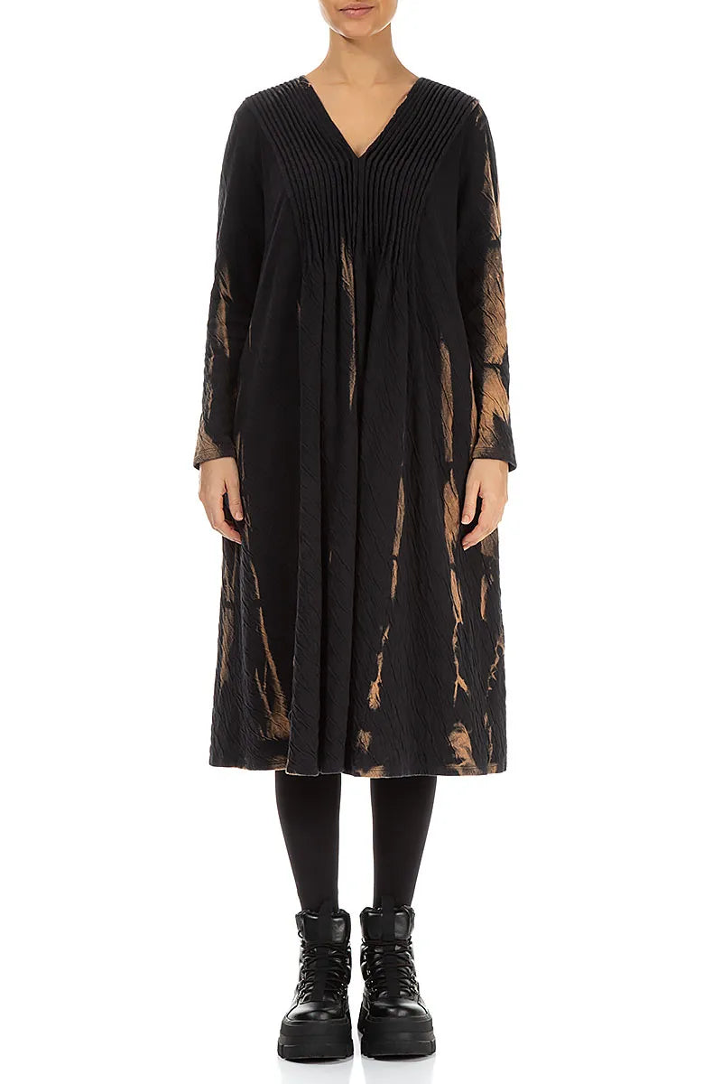 Romantic V-Neck Tie-Dye Wavy Cotton Dress 1