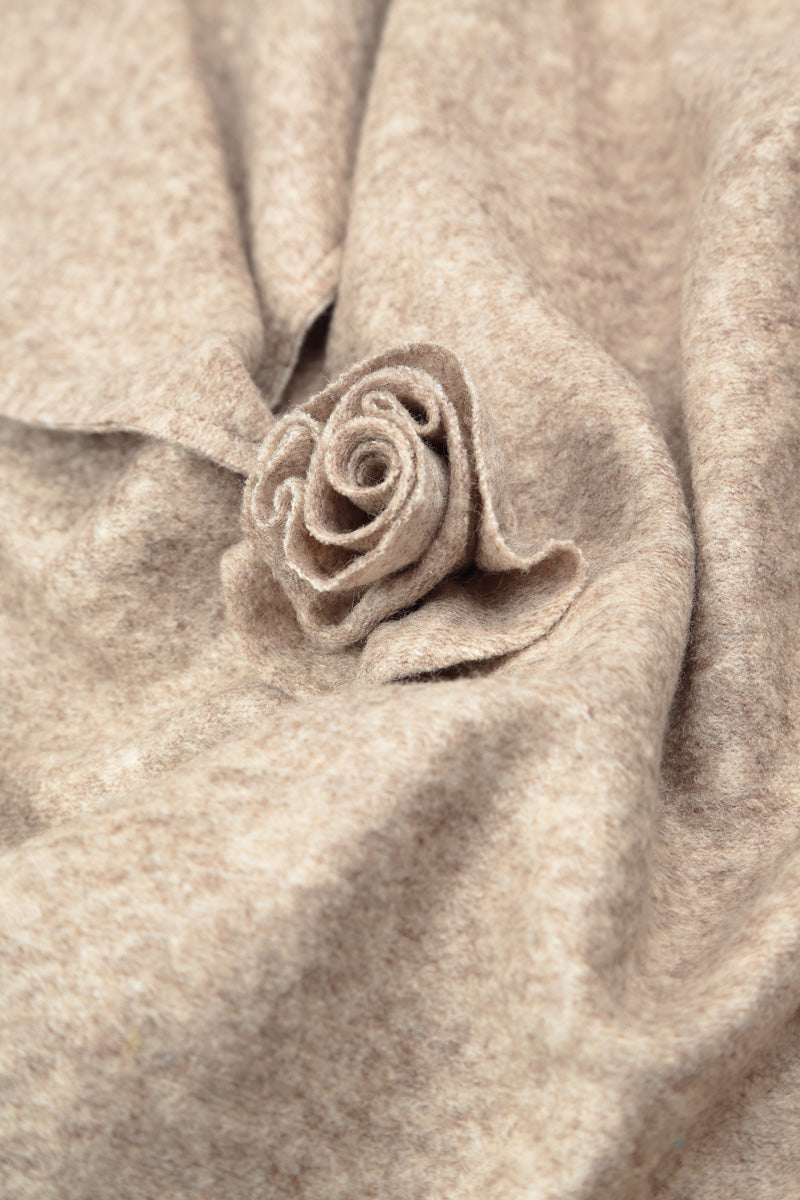 Rose Collar Beige Wool Jacket 5