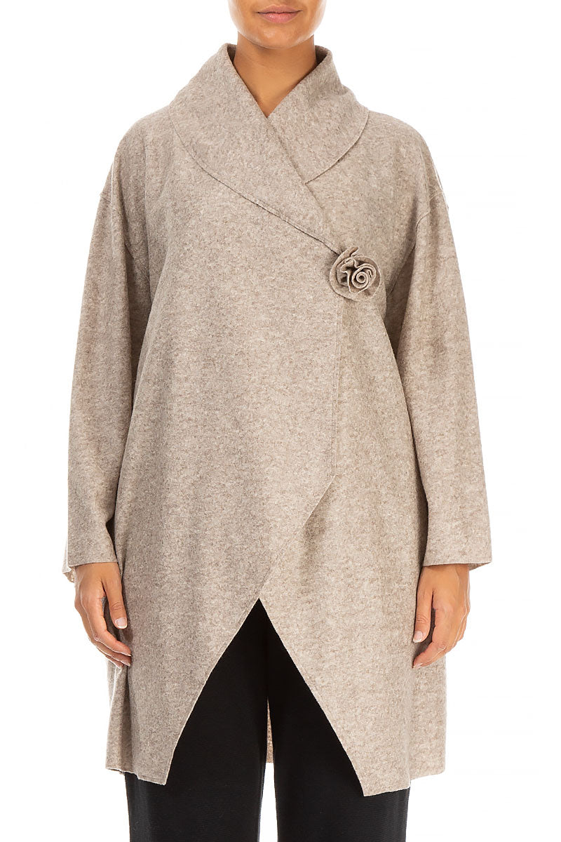 Rose Collar Beige Wool Jacket 1