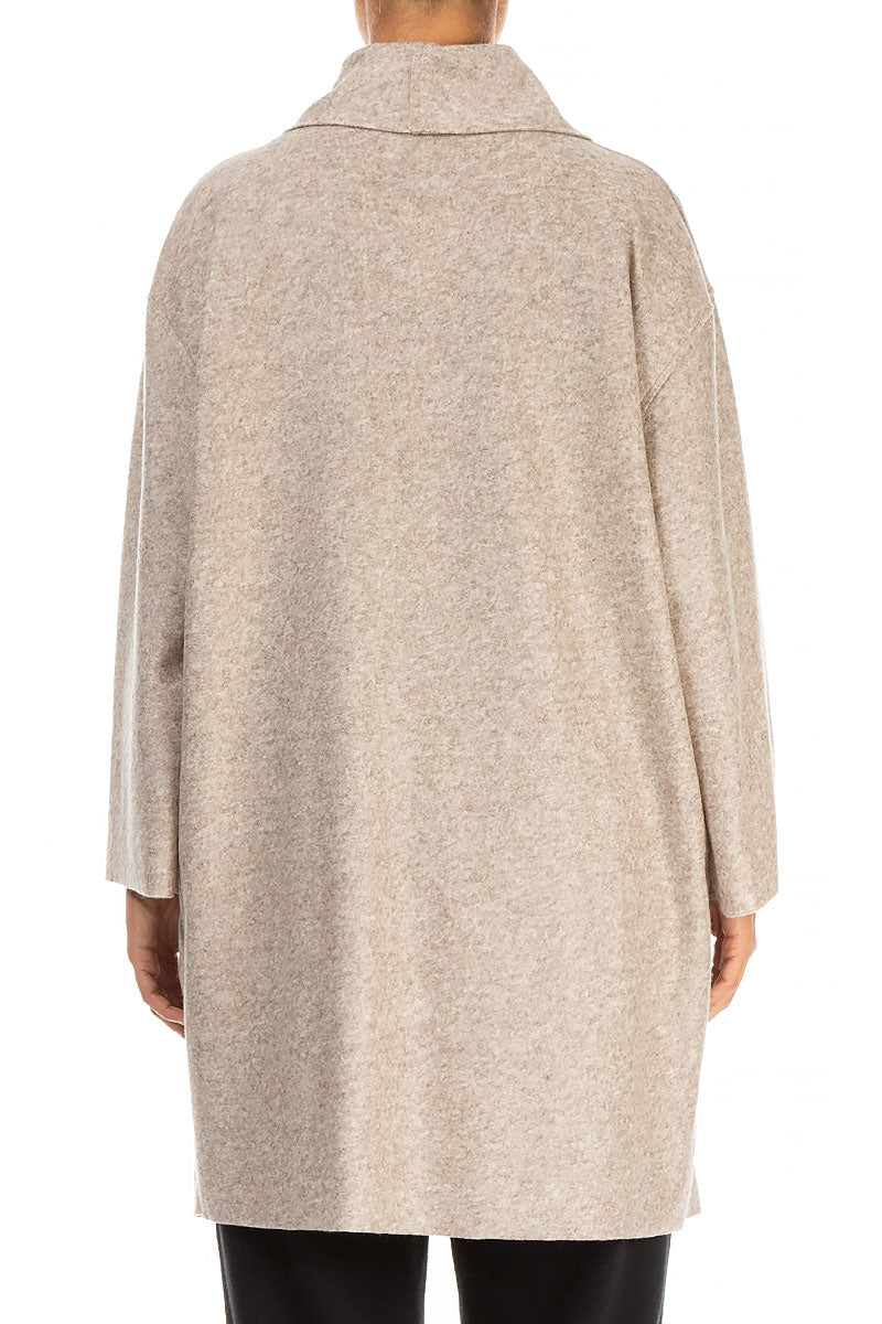 Rose Collar Beige Wool Jacket 2