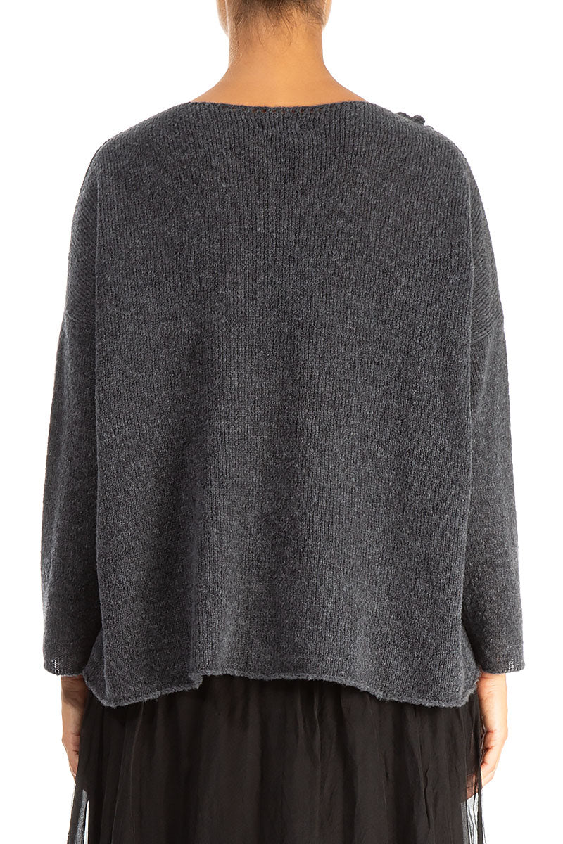 Rosette Dark Grey Wool Sweater 2