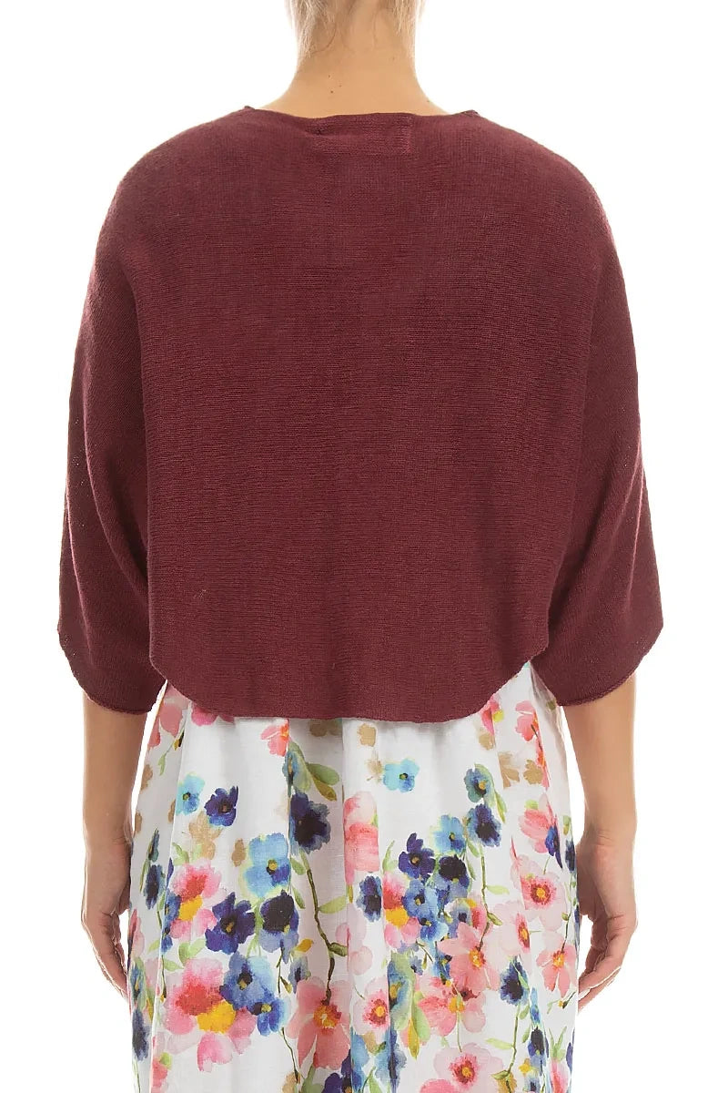Rounded Antique Ruby Linen Cardigan 2
