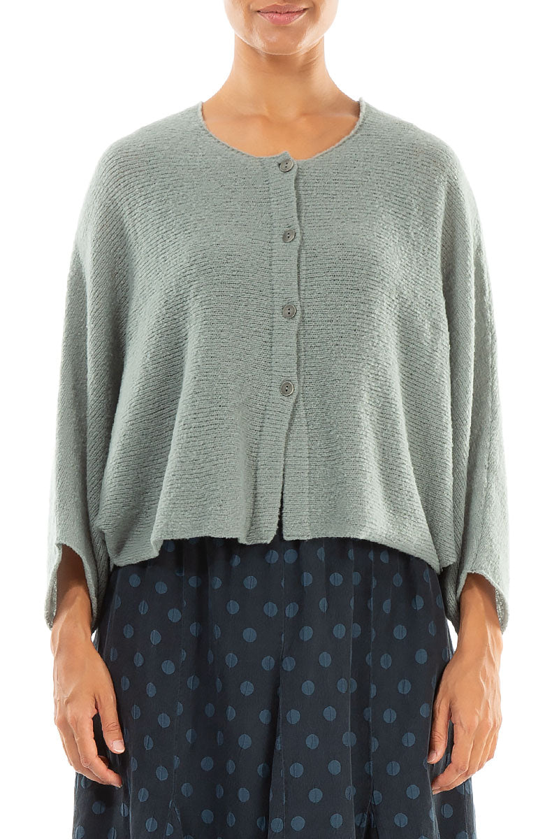Rounded Pistachio Wool Cardigan 1