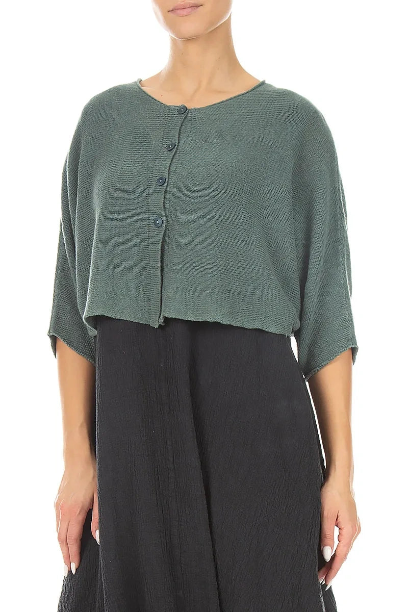 Rounded Sage Linen Cardigan 3