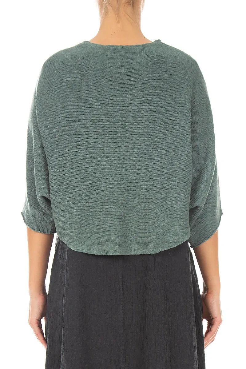 Rounded Sage Linen Cardigan 2
