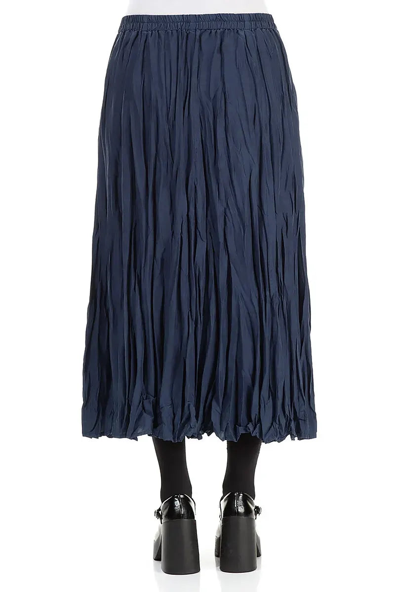 Royal Blue Crumpled Silk Bamboo Skirt 2