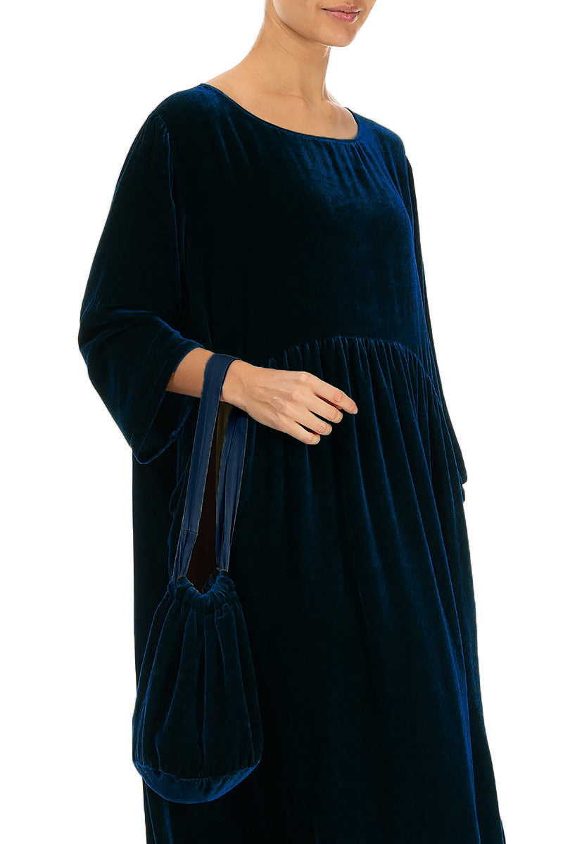 Königsblaue Abendhandtasche aus Seidensamt