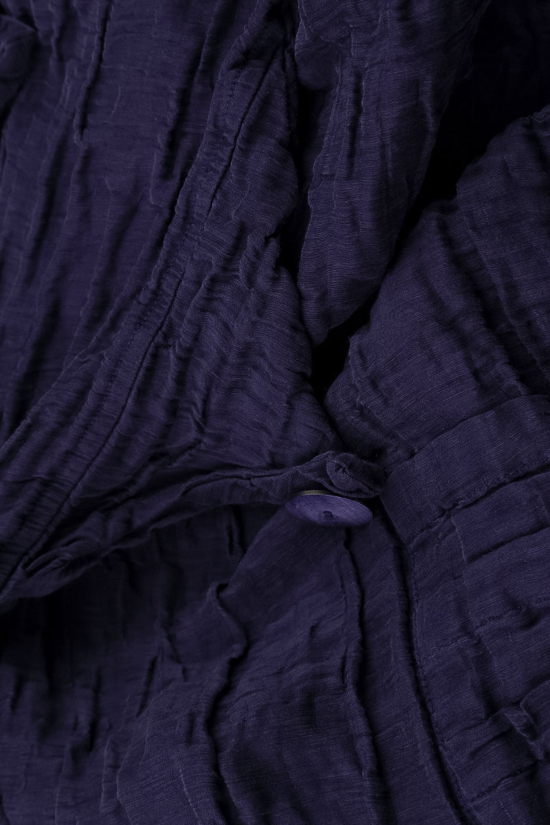 Royal Purple Crinkled Silk Linen Dungaree Dress 5