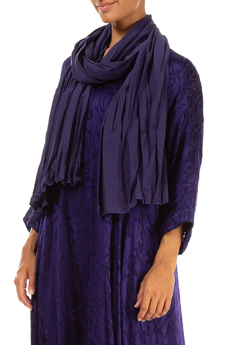 Royal Purple Crumpled Silk Bamboo Scarf 3