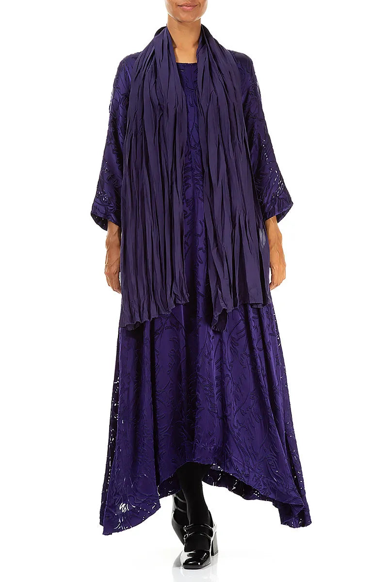 Royal Purple Crumpled Silk Bamboo Scarf 2