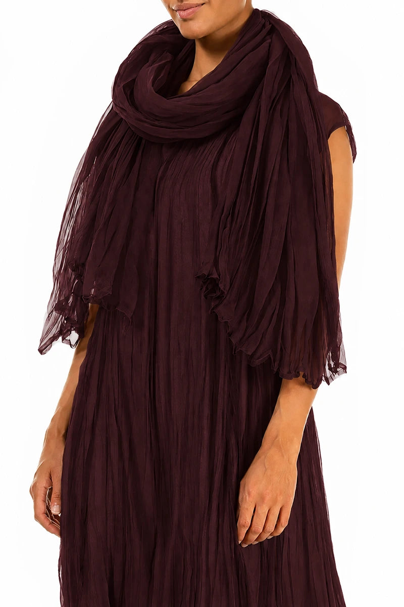 Ruby Crumpled Silk Chiffon Scarf 3
