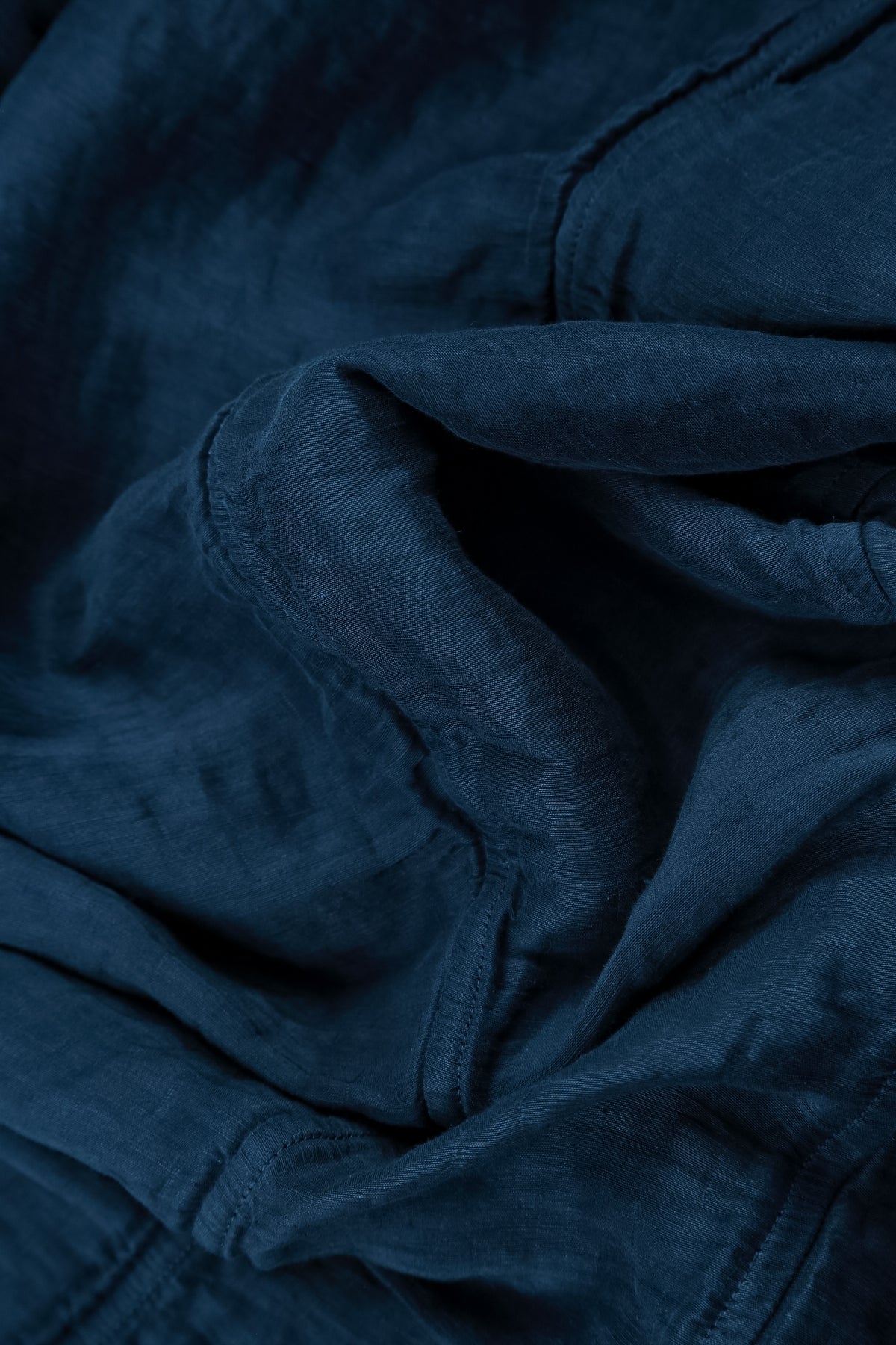 Ruched Crinkled Royal Blue Silk Linen Skirt 5