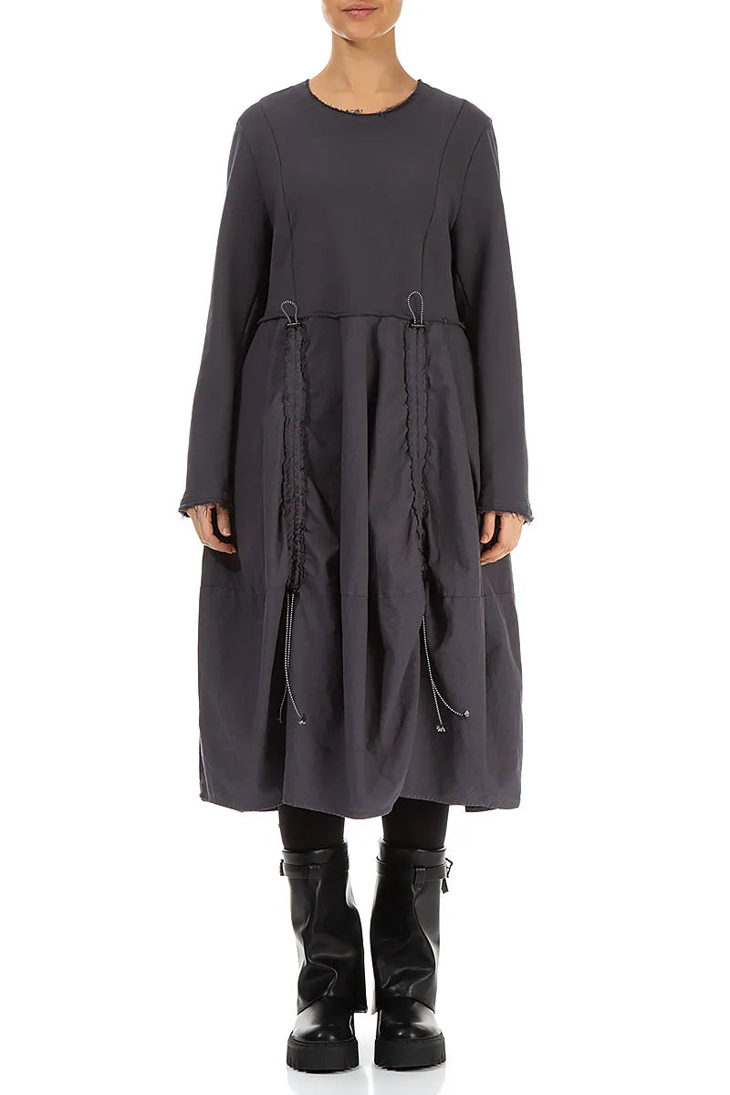 Ruched Graphite Cotton Dress 2