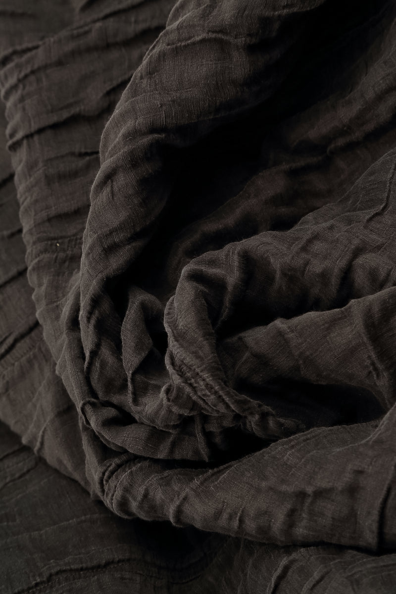 Ruched Hem Forest Brown Crinkled Silk Linen Trousers 6