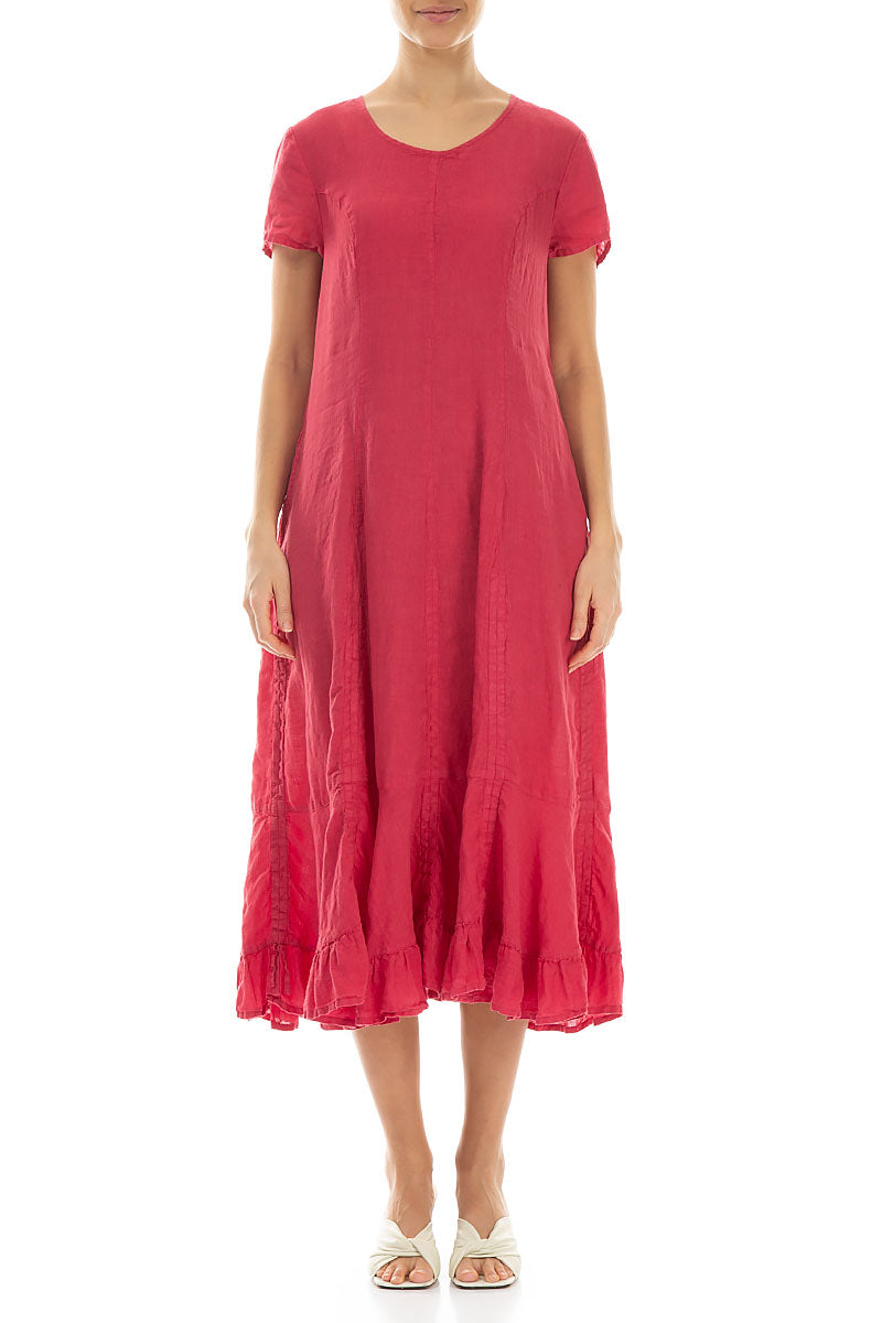 Ruched Raspberry Linen Dress – grizas.com