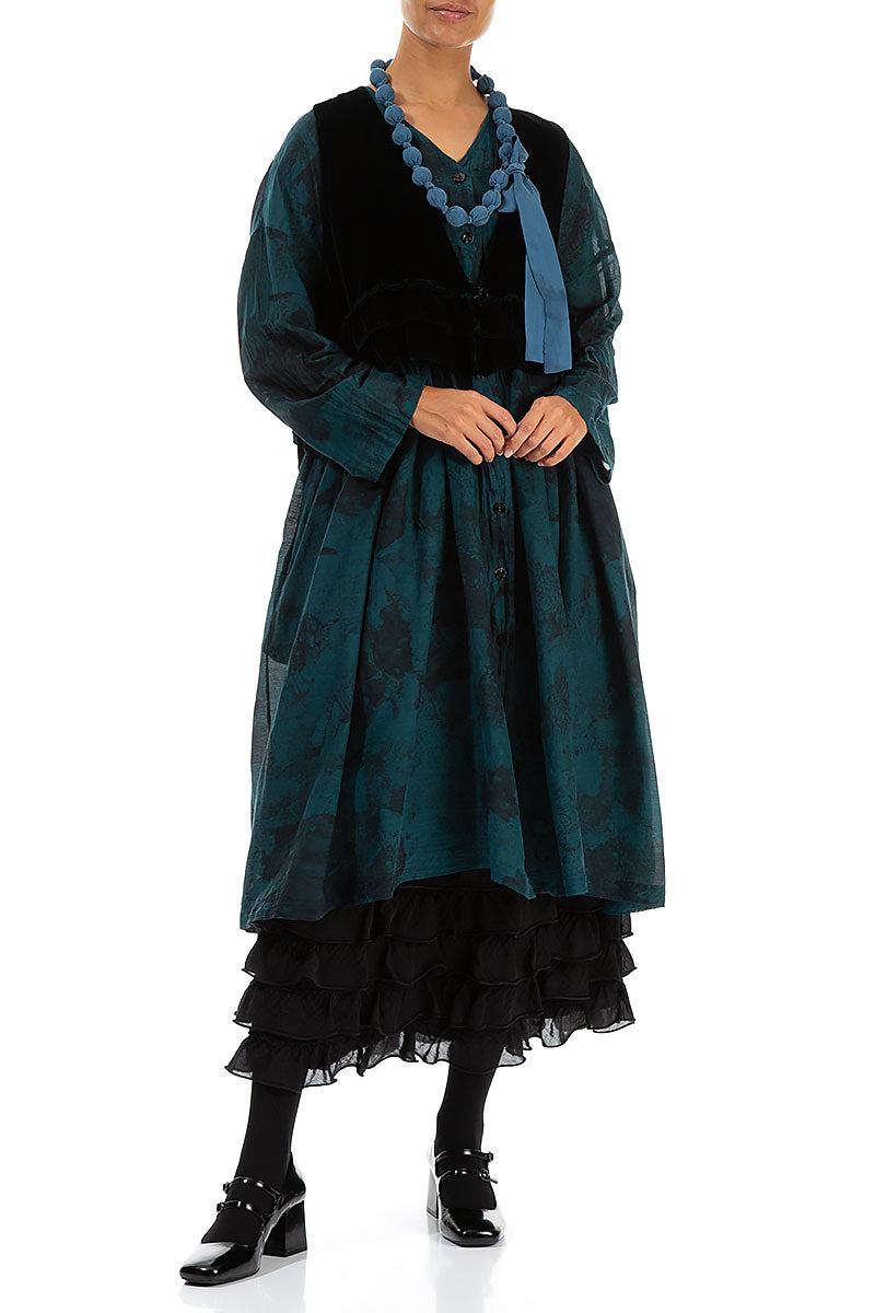 Ruffled Black Silk Cotton Skirt 4