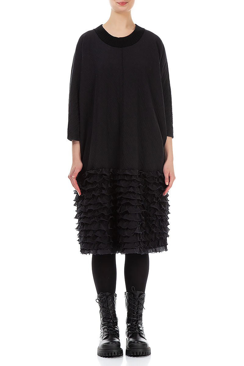 Ruffled Grey Wavy Cotton Dress 1