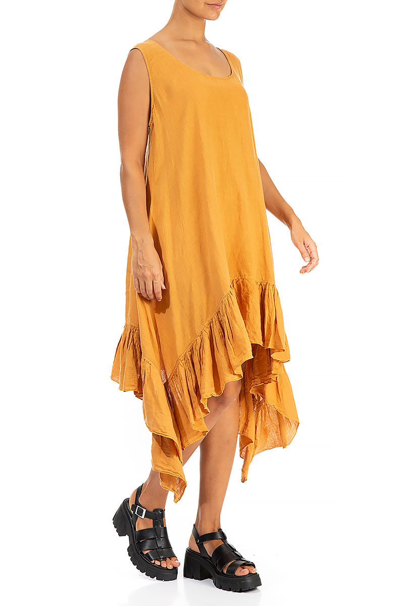 Ruffled Hem Sleeveless Amber Linen Tunic - Dress 3