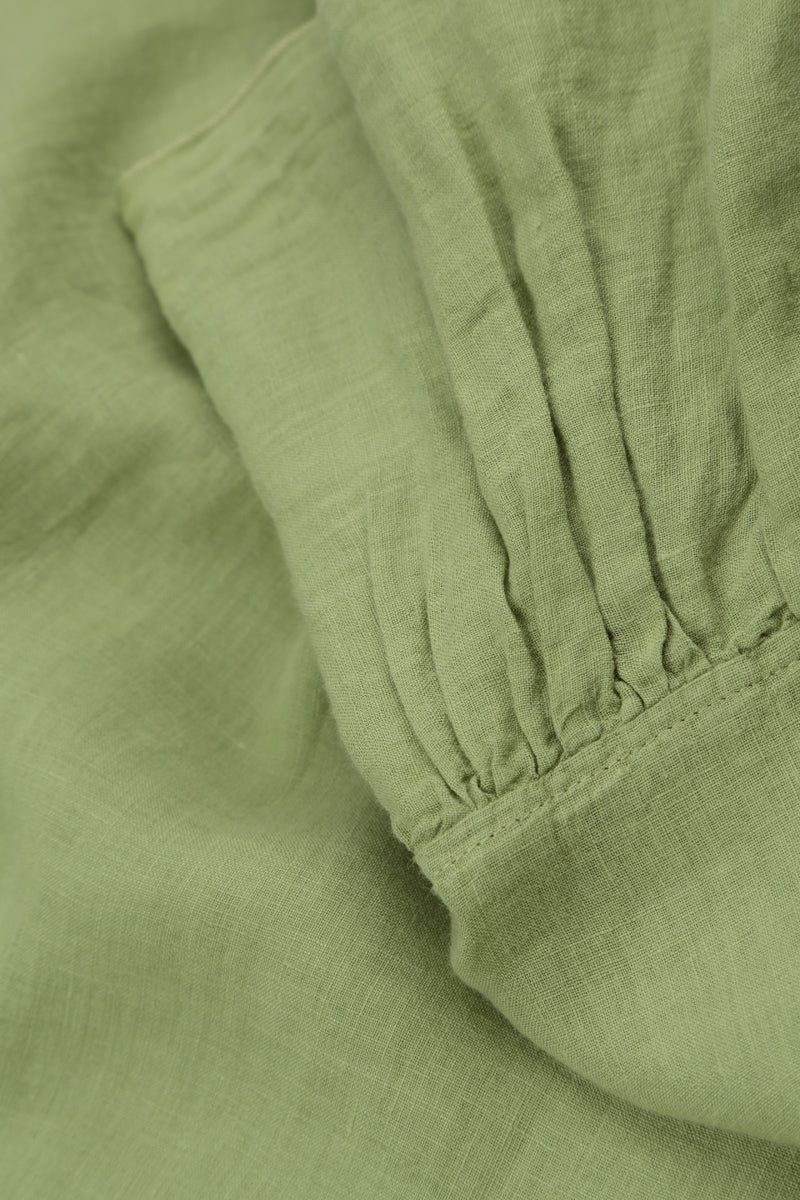 Ruffled Hem Sleeveless Mint Linen Tunic Dress 5