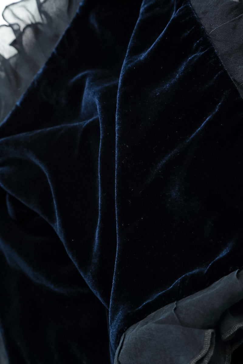 Ruffled Royal Blue Silk Velvet Scarf 4