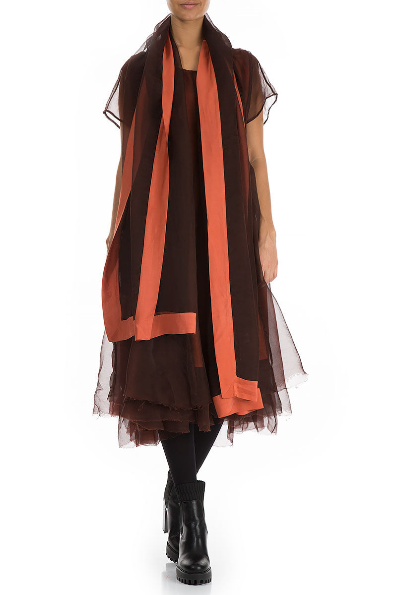 Rust Silk Chiffon Scarf 2
