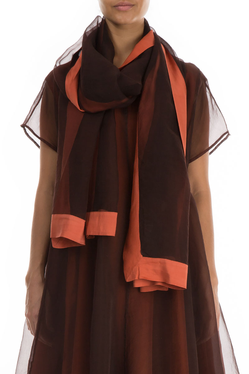 Rust Silk Chiffon Scarf 1