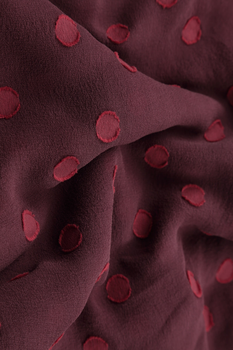 Layered Dotty Burgundy Silk Dress