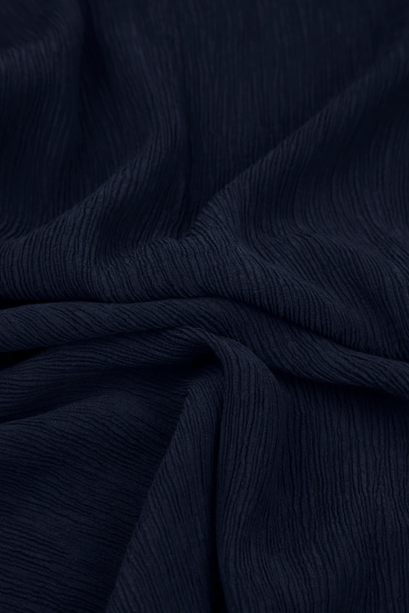 Pin Tucks Navy Silk Viscose Dress 5
