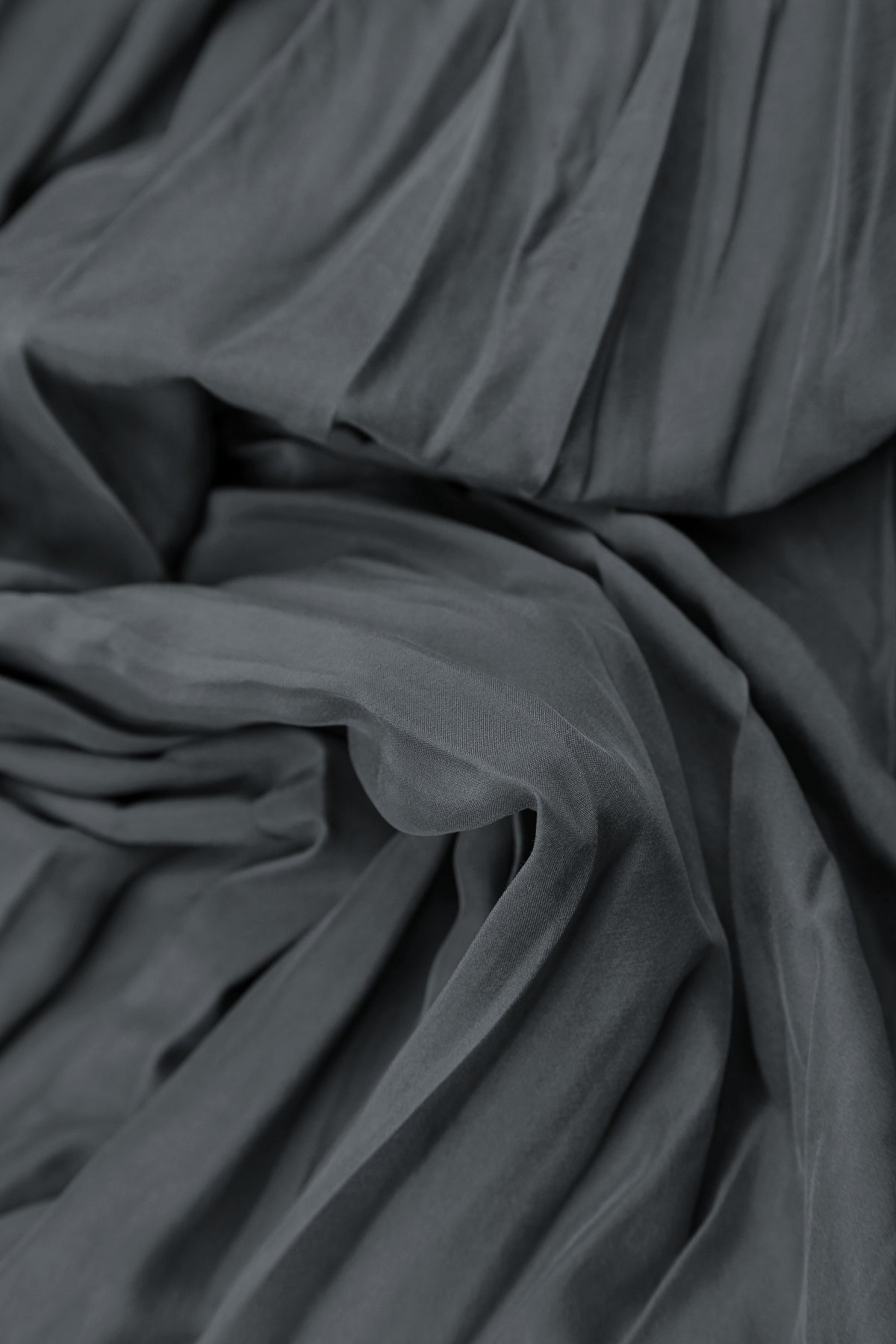 Romantic Graphite Crumpled Pure Silk Dress