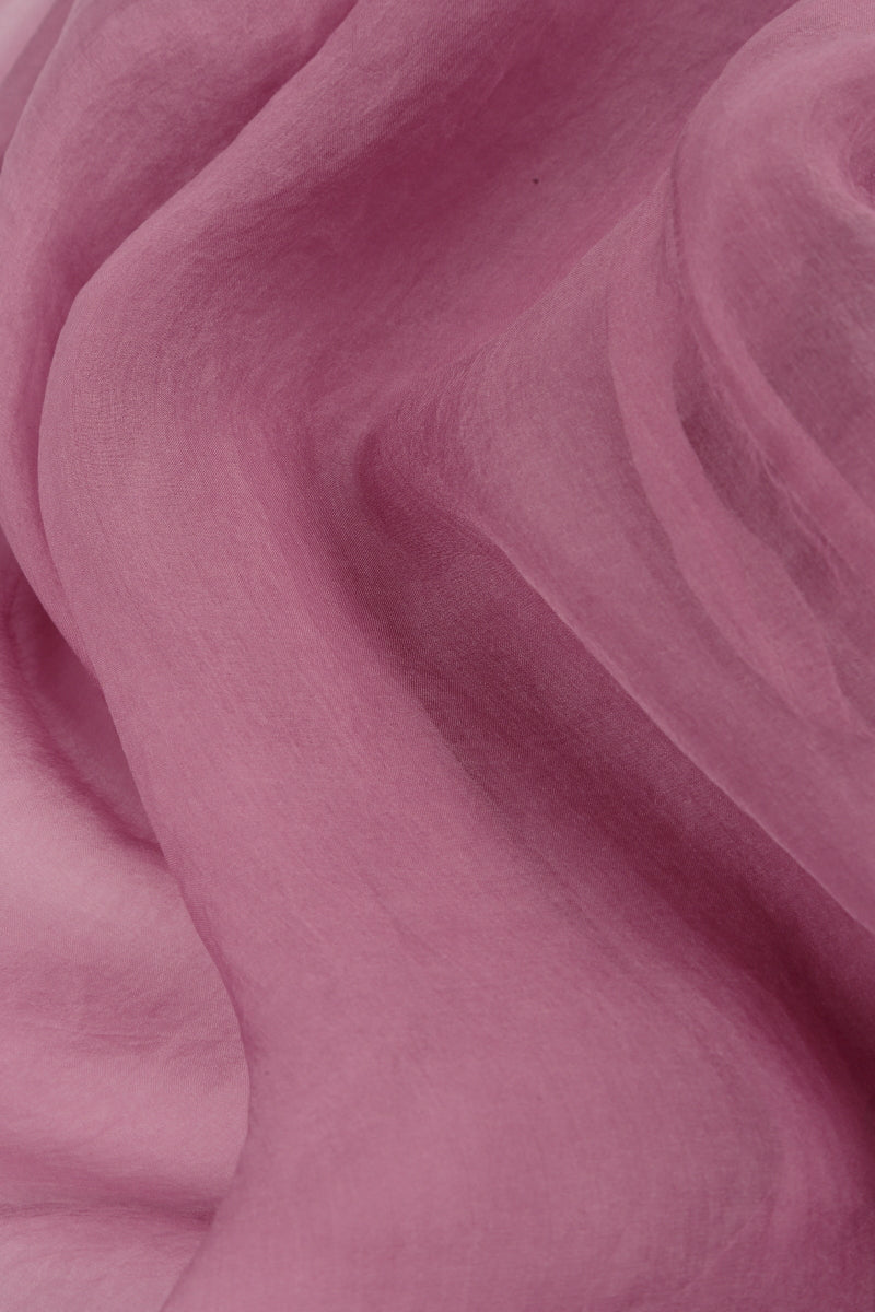 Long Sleeves Mauve Taupe Crumpled Silk Chiffon Dress 5