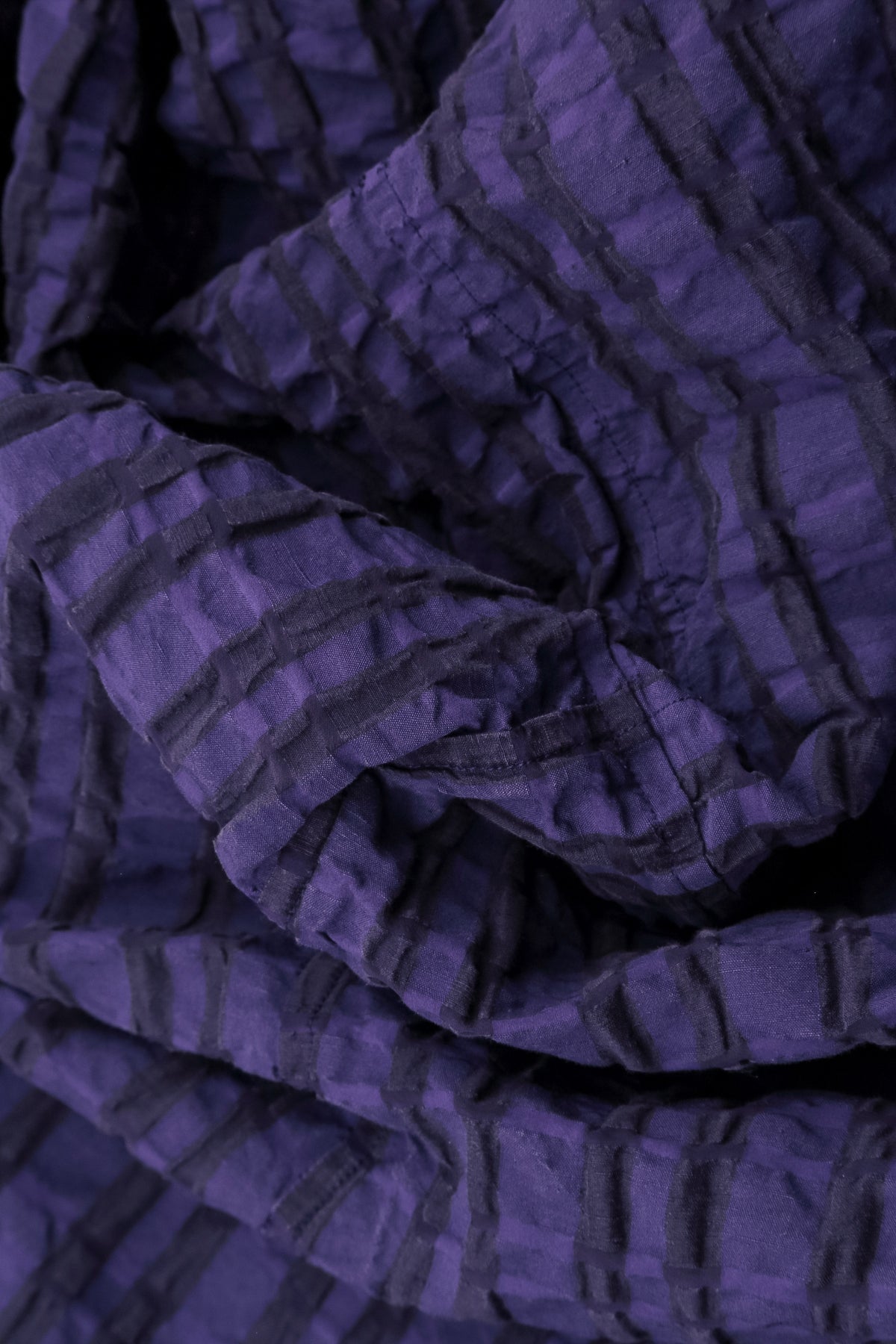 Flared Royal Purple Checkered Linen Cotton Dress 6