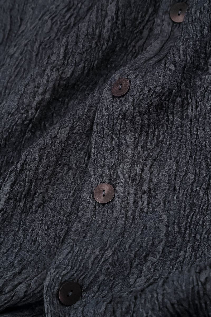 Longer Back Slate Blue Textured Silk Linen Jacket 5