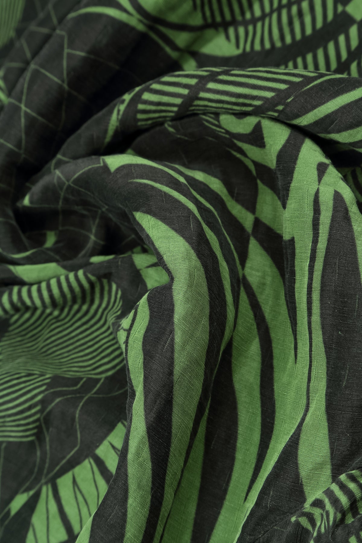 Flared Textured Shamrock Green Orbit Silk Linen Tunic