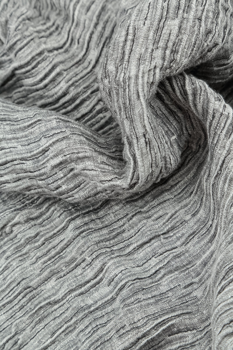 V-Neck Silver Crinkled Silk Tunic 5