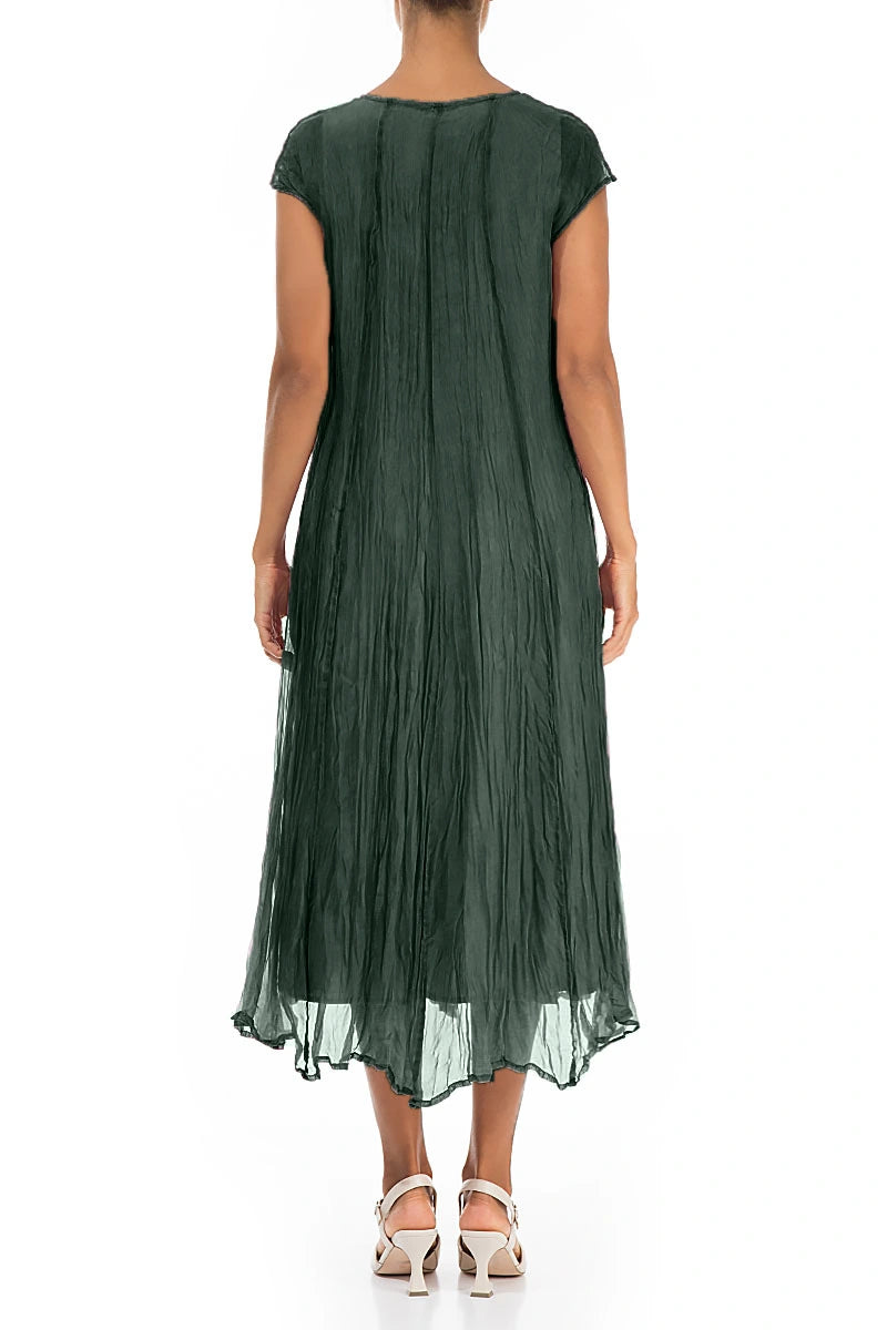 Sage Crumpled Silk Chiffon Dress 3