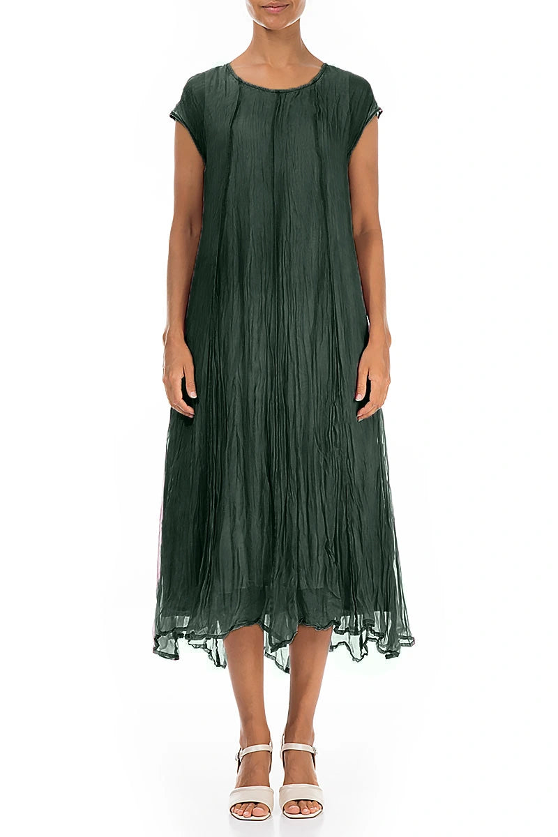Sage Crumpled Silk Chiffon Dress 1