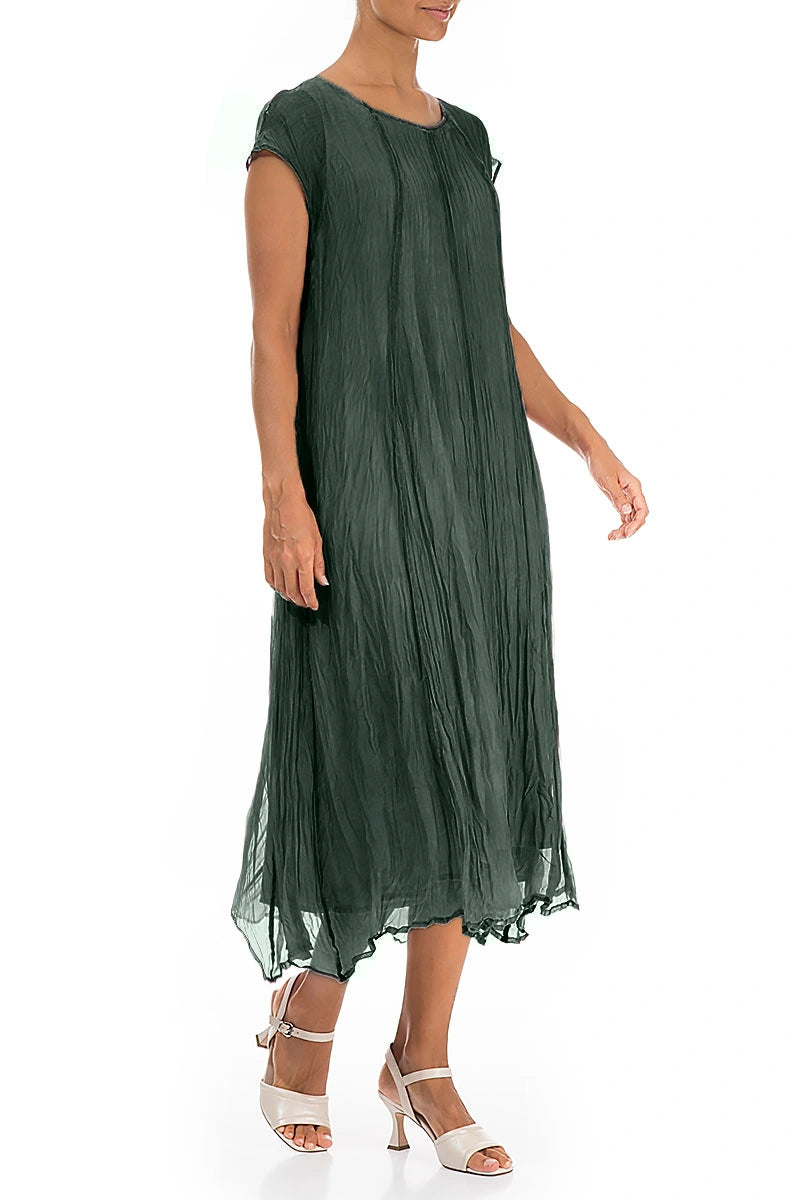 Sage Crumpled Silk Chiffon Dress 4